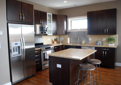 OrangeKitchen with Breakfast bar & Kitchen island